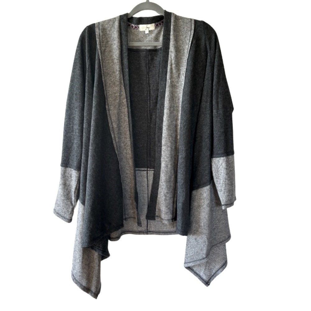 Ivy Waterfall Open Cardigan Grey/ Charcoal